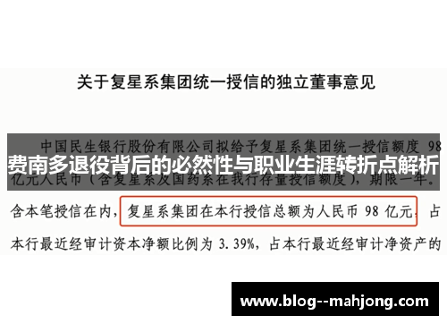 费南多退役背后的必然性与职业生涯转折点解析